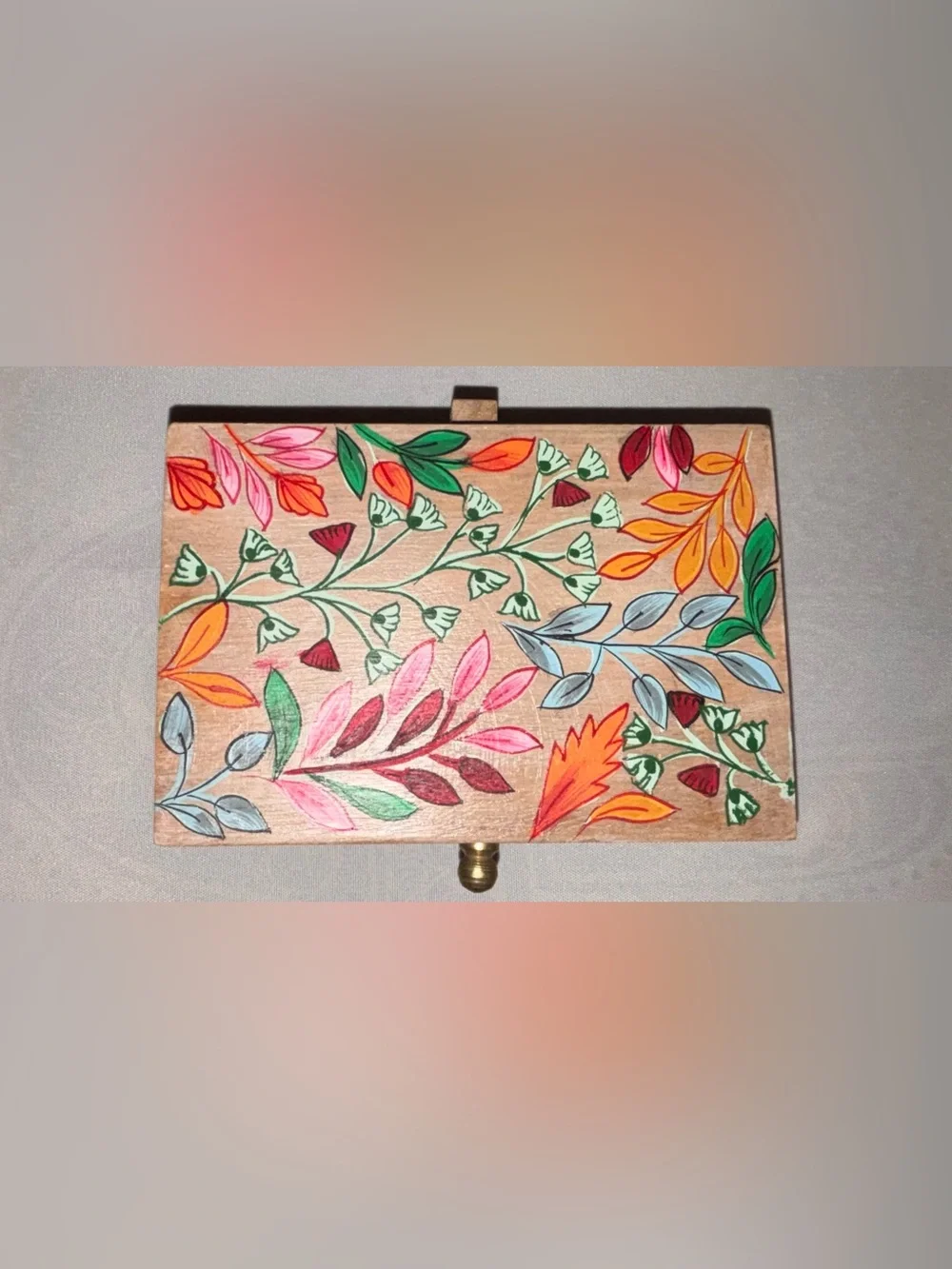 Hand-Painted Floral Wooden Keepsake Box | Decorative Trinket & Jewelry Storage